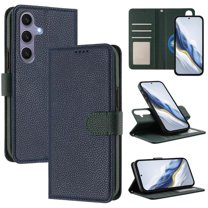 For Samsung Galaxy S24  5G RFID Blocking Protective Purse 2-in-1 Detachable Bicolor Wallet Case Magnetic Flip Cover Multi-Card Slots Pocket With Wrist Strap Phone Case,Blue,For Galaxy S24  (5G)