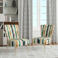 thumbnail image 2 of Designart "Striped Pattern With A Nod To Retro Revival I" Teal Striped Upholstered Accent Chair - Modern Arm Chair For Bedroom, 2 of 7