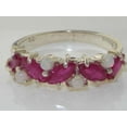thumbnail image 5 of LBG British Made 14k White Gold Natural Ruby & Opal Womens Eternity Ring - Size 11 - 33 size options, 5 of 6