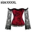 thumbnail image 2 of Corsés para mujer, top gótico con tirantes y hombros descubiertos, color rojo, 2 of 6