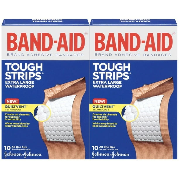 BandAid ToughStrips Waterproof Adhesive Bandages, 10 strips Extra