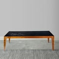 thumbnail image 3 of Alba 47 Inch Rectangular Metal Top Coffee Table with Laser Cut Design, Black and Brown, 3 of 5