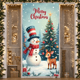 thumbnail image 2 of Decorative Design Merry Christmas Banner Festive Decoration Snowman Scene Christmas Tree Snowflakes for Holiday Party Indoor Celebration Winter Decor, 2 of 9