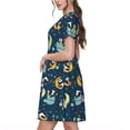 thumbnail image 2 of Picia Space Sleeping Panda Pattern Women's Short Sleeve Summer Dress Pleated Loose Swing Knee Length Short Sleeve Swing Dresses, 2 of 6