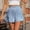 Blue, variant on Bzhegqhd Women's Summer Solid Color High Waisted Shorts with Floral Pleated Hem Casual Shorts