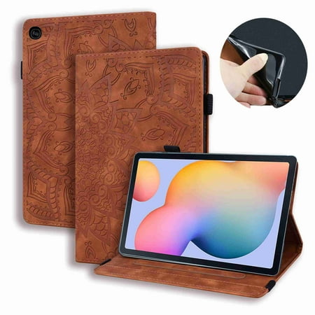 Dteck Case For Samsung Galaxy Tab S6 Lite 10.4 inch 2020, [Hand Strap] [Multi-Angel Stand] [Credit Card Wallet] PU Leather Shockproof Case, Brown