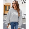 thumbnail image 4 of Ropa deportiva para mujer con cuello redondo, jersey informal de gran tamaño, sudadera con capucha, patrón de manga larga estampado gris, 4 of 5
