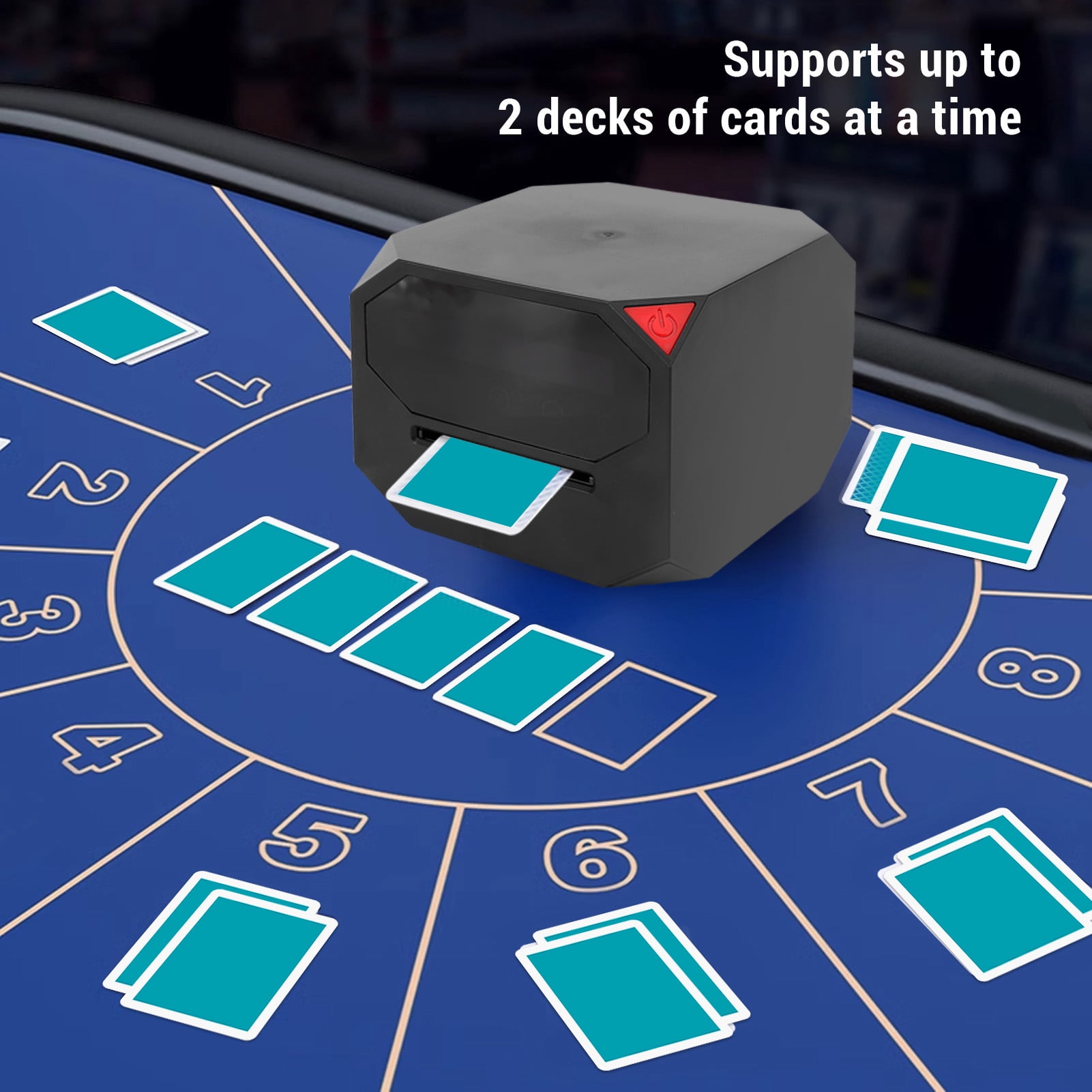 Mélangeur de cartes automatique 2 en 1, distributeur de cartes silencieux rotatif à 360°/180°, mélangeur de poker électrique rechargeable, personnalisez le nombre de joueurs/cartes, pour jeux de