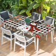 thumbnail image 2 of Christmas Plaid Table Cloths for 5 Foot Rectangle Tables, Black Snowman Xmas Tree Snowflake Buffalo Patio Waterproof Elastic Fitted Tablecloths, Washable Rectangular Table Cover for Camping, 2 of 8