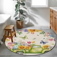 thumbnail image 4 of Easter Eggs Round Area Rugs Collection 4', Spring Flowers Truck Leaves Butterflies Beige Non Slip Indoor Circular Throw Runner Rug Floor Mat Carpet for Living Room Dining Table Bedroom Nursery, 4 of 9