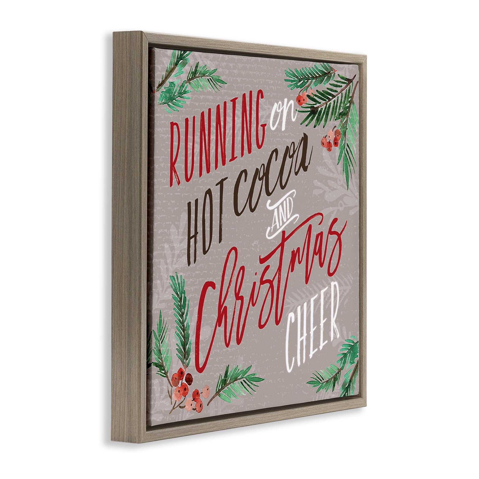 Stupell Industries Cocoa & Christmas Cheer Holiday Painting Brown Floater Framed Canvas Art Prints Wall Art, 25 x 25