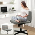 thumbnail image 4 of Walsunny Armless Cross Legged Office Wide Chair, Armless Office Desk Chair, No Wheels Adjustable Swivel Vanity Chair Padded Fabric, Gray ﻿, 4 of 11