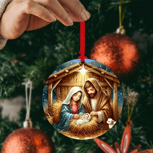 Fiudx Ofertas relámpago del día Decoración de Belén Árbol de Navidad de Madera Decoración de Coche Regalos Religiosos Sagrados Belén Decoración Navideña Regalos