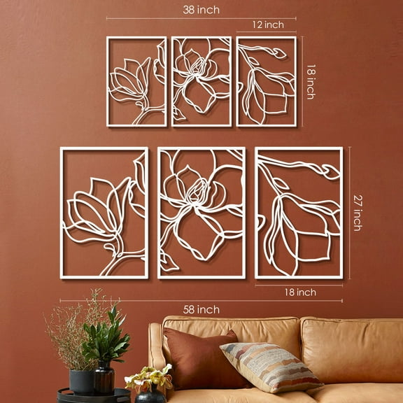 Floral Line Metal Wall Art Set of 3