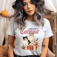 thumbnail image 2 of Funny Cat Lover Shirt | Meowy Catmas Graphic Tee for Pet Owners, Azalea, Size M, 2 of 6