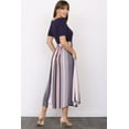thumbnail image 3 of Navy Short Sleeve Pink Stripe Sash Midi Dress, 3 of 4