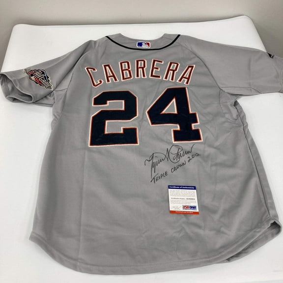 Miguel Cabrera 2012 Triple Crown Signed Detroit Tigers Majestic Jersey PSA DNA