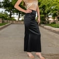 thumbnail image 4 of Women's High-Waisted Satin Maxi Skirt - X Large, Black, 4 of 7