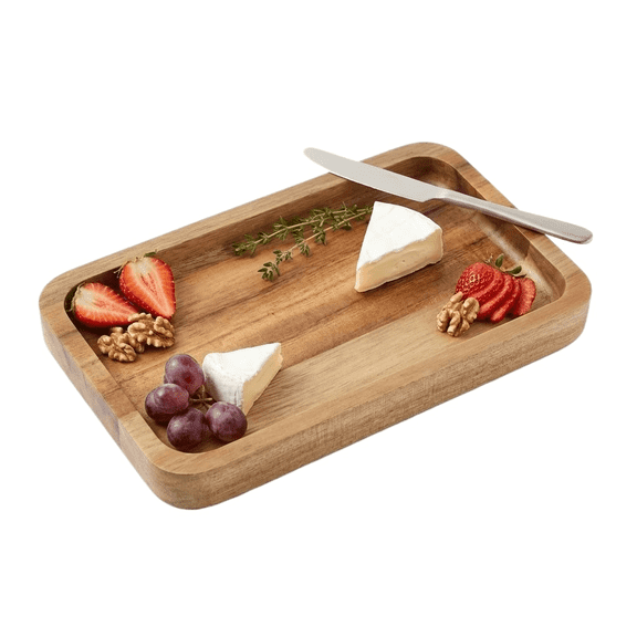 Gbaoneng 1 Pack Peach Wood Tray Organizer, 9in x 5.1in Solid Wood Vanity Tray for Bathroom Counter and Kitchen, Natural Finish