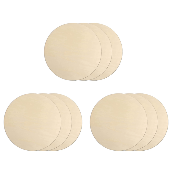 9Pcs 12 Inch Wood Circles for Crafts, Unfinished Blank Wooden Rounds Slice Wooden Cutouts for DIY Crafts