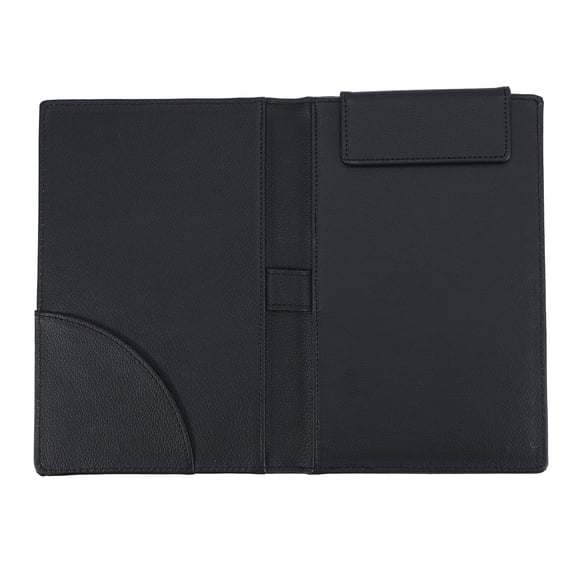PU Leather Menu Folder Guest Check Presenter with Pen Clip for Hotel Bar Salon KTV Restaurant (A067 Black)