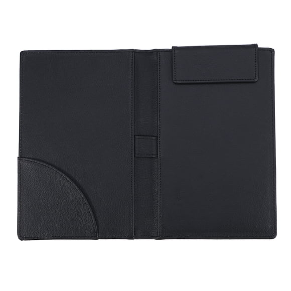 Carpeta de menú de cuero de la PU Presentador de cheques de invitados con clip para bolígrafo para el restaurante del hotel Bar Salon KTV (A067 negro)