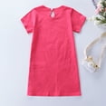 thumbnail image 3 of WOLLED Kids Toddler Girls Short Sleeve Dresses Prints A-Line Party Dress for 3-8 Years Girls Summer Fashion Casual Sundress, 3 of 9