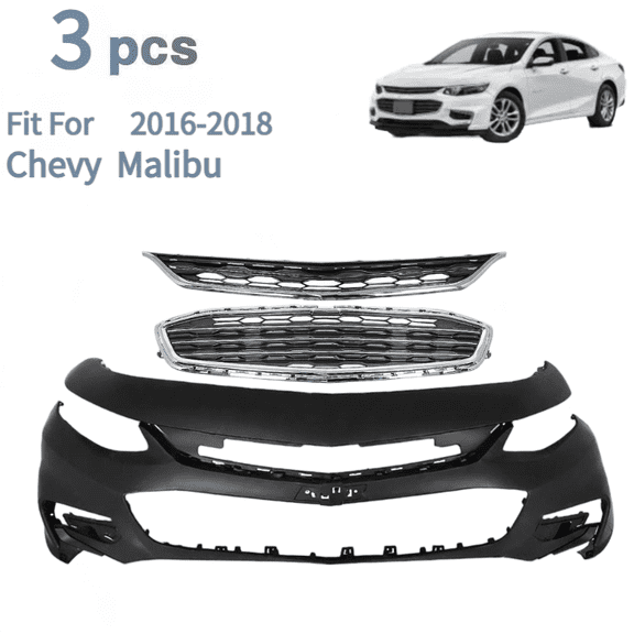 Front Bumper Cover Assembly Grille Kit Grill For 2016 2017 2018 Chevrolet Malibu
