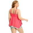 thumbnail image 4 of Plus Size Swim Dress for Women Tummy Control Bathing Suit with Boyshorts Two Piece Tankini Swimsuits Pink 5XL, 4 of 5