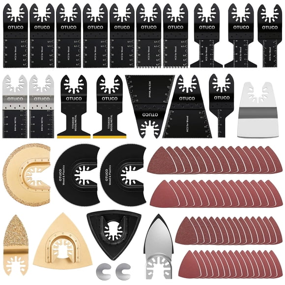 Kit de corte de madera y metal con hojas de sierra oscilantes OTUCO, 87 unidades