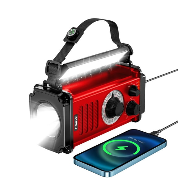 37000mWh Emergency Radio, Hand Crank Solar Radio, NOAA Weather Radio with Rechargeable Battery Powered, Portable AM FM with SOS Alarm, USB Charger, Flashlight and Reading Lamp for Outdoor Hurricane