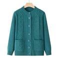 thumbnail image 2 of Arlun Women's Fall Winter Knitted Cardigans Sweater with Pockets Soft Comfy Thermal Button down Cardigan Crewneck Long Sleeve Solid Color Outerwear for Elderly, 2 of 8
