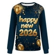 thumbnail image 4 of Makaor Holiday Sweatshirts Womens Happy New Year Crew Neck Tops Graphic Long Sleeve Pullover Tees Fleece Cute Fall Outfits, 4 of 4