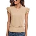 thumbnail image 2 of Women's Summer Tank Tops Oversized V-Neck Ruffle Sleeveless Shirts Casual Solid Plus Size Loose Quickly Dry Breathable T Shirts Elegant Tanks Blouses, 2 of 8