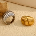 thumbnail image 6 of YIEMEEN Minimalist Fat Bread Stripe Ring Party Ready Gold or Silver Plated Ring Jewelry in a Minimalist Fat Bread Style, 6 of 11