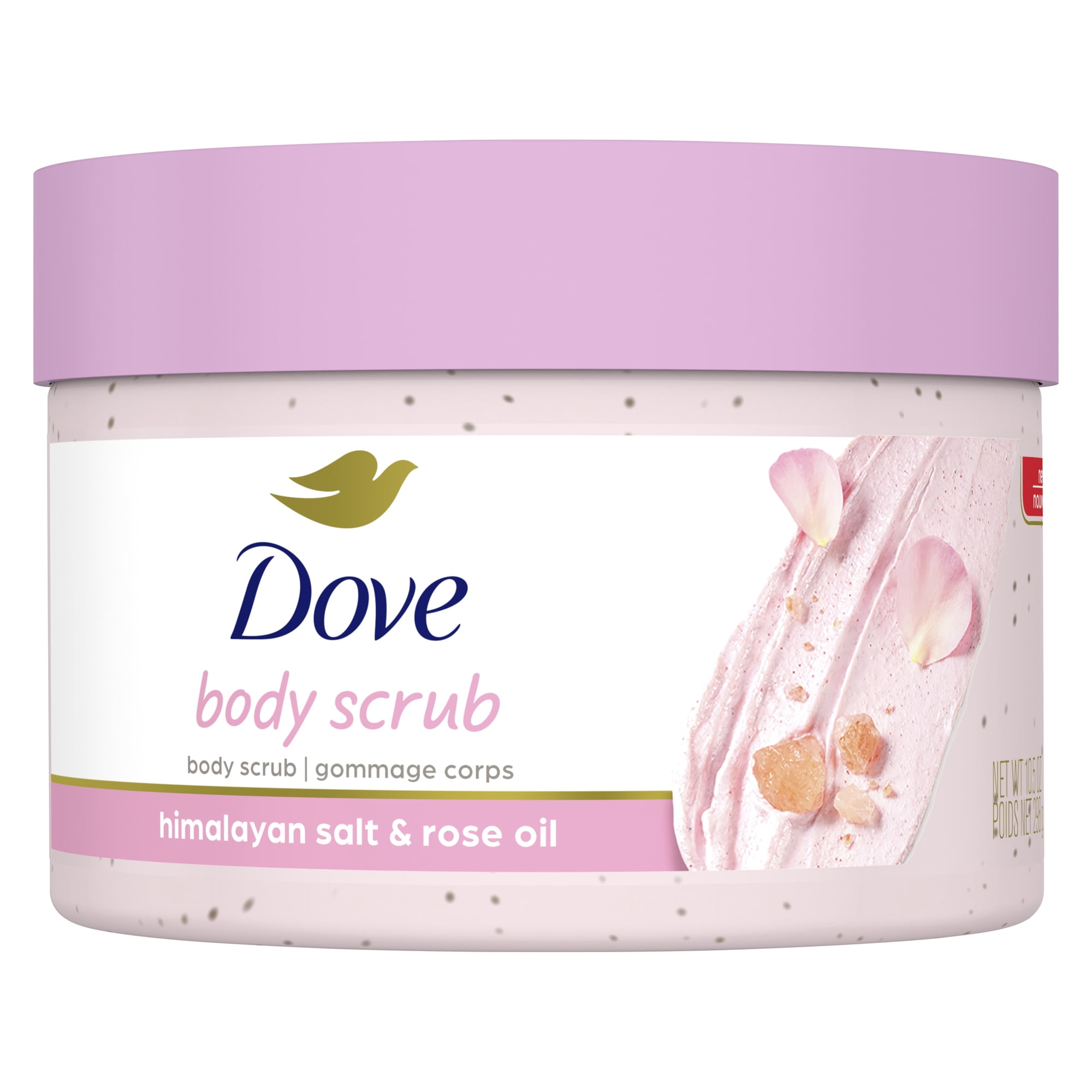 Dove Moisturizing Women's Body Scrub for Visibly Silky-Smooth, Nourished Skin, Himalayan Salt & Rose Oil, 10.5 oz