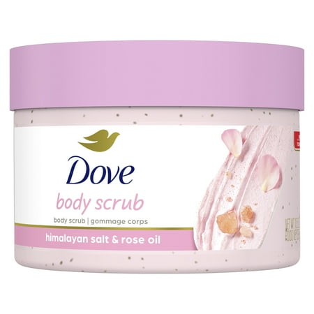 Dove Moisturizing Women's Body Scrub for Visibly Silky-Smooth, Nourished Skin, Himalayan Salt & Rose Oil, 10.5 oz