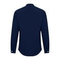 thumbnail image 3 of WTOBBYMen's Pure Linen Long Sleeve Shirt with Double Chest Pockets, Loose Fit Breathable Button Up for Casual Vacation Style & Beach Relaxation Outfits,Navy 2XL, 3 of 4
