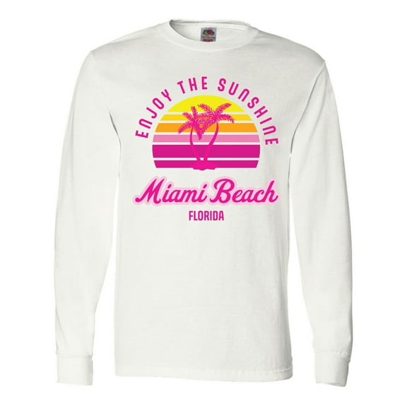 Inktastic Summer Enjoy the Sunshine Miami Beach Florida in Pink Long Sleeve T-Shirt
