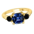 thumbnail image 4 of AoneJewelry 2.20 Carat Tanzanite and Black Diamond Three Stone Ring In 10K Solid Rose, White & Yellow Gold, 4 of 5