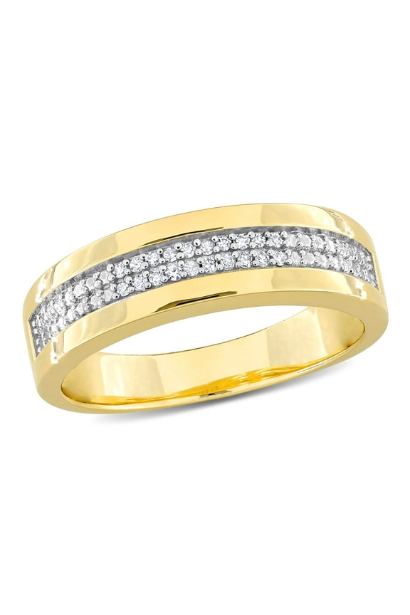 Men's 1/10 CT TW Diamond Yellow Gold Plated Wedding Ring