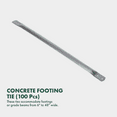 thumbnail image 2 of Clover Products Concrete Footing Tie, for Foundation Formwork or Grade Beam Assembly, Box of 100, 14'' Long, 2 of 6