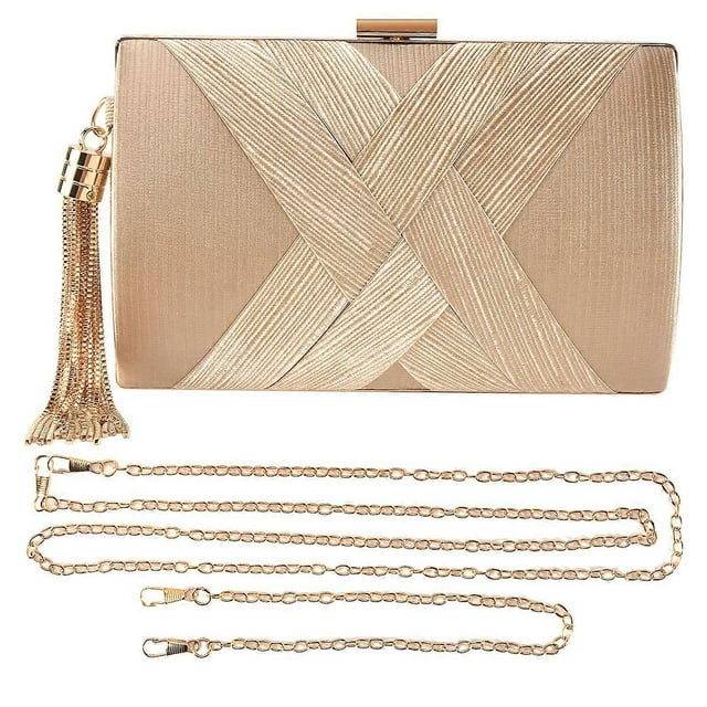 Tassel Ladies Clutch Bag Shoulder Handbags For Phone Purse Gold