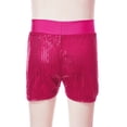 thumbnail image 5 of Miutii Big Girls' Elastic Waist Sparkle Ballet Dance Booty Shorts Glitter Gymnastics Bottoms Athletic Yoga Shorts Hot Pink 11-12, 5 of 7