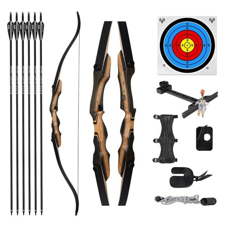 Archery Takedown Recurve Bow 62 inch for Adults Beginners Teens & Youth,Right & Left Handed 20-50lbs Draw Weight ,Wooden Archery Set for Outdoor Target Practice & Hunting