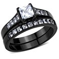 thumbnail image 1 of Anneau en Acier Inoxydable Noir pour Femmes avec AAA Grade CZ en Transparent - Taille 6, 1 of 1