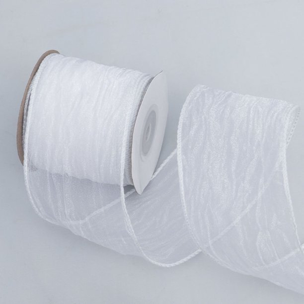 Nvzi Cinta ancha de satén, cinta blanca para envolver regalos - 1 rollo de cinta de gasa perlada, 6,3 cm * 10 yardas / 2,48 * 360 pulgadas, cinta suave y brillante para manualidades y decoración,