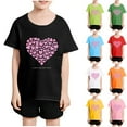 thumbnail image 2 of Qingpeng Kids Basic Short Sleeves T Shirt Boys Girls Summer Crewneck Casual Loose Heart Print Tees Top, 2 of 7