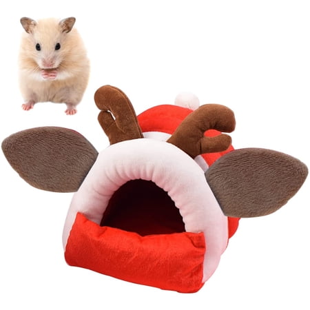 YUEKUA Guinea Pig Bed, Hamster Hideout Small Animal Cage Accessories Supplies, Semi Enclosed Cotton Cave Crown Nest for Miniature Animals Gerbils s4