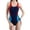 Blue, variant on Vedolay Plus Size Swimsuits Women Zipper Front Low Back High Cut One Piece Swimsuit Bathing Suit,Blue XL